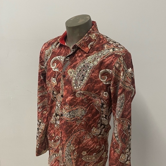 Vassari shirt button front wine paisley regular fit floral - Picture 2 of 3